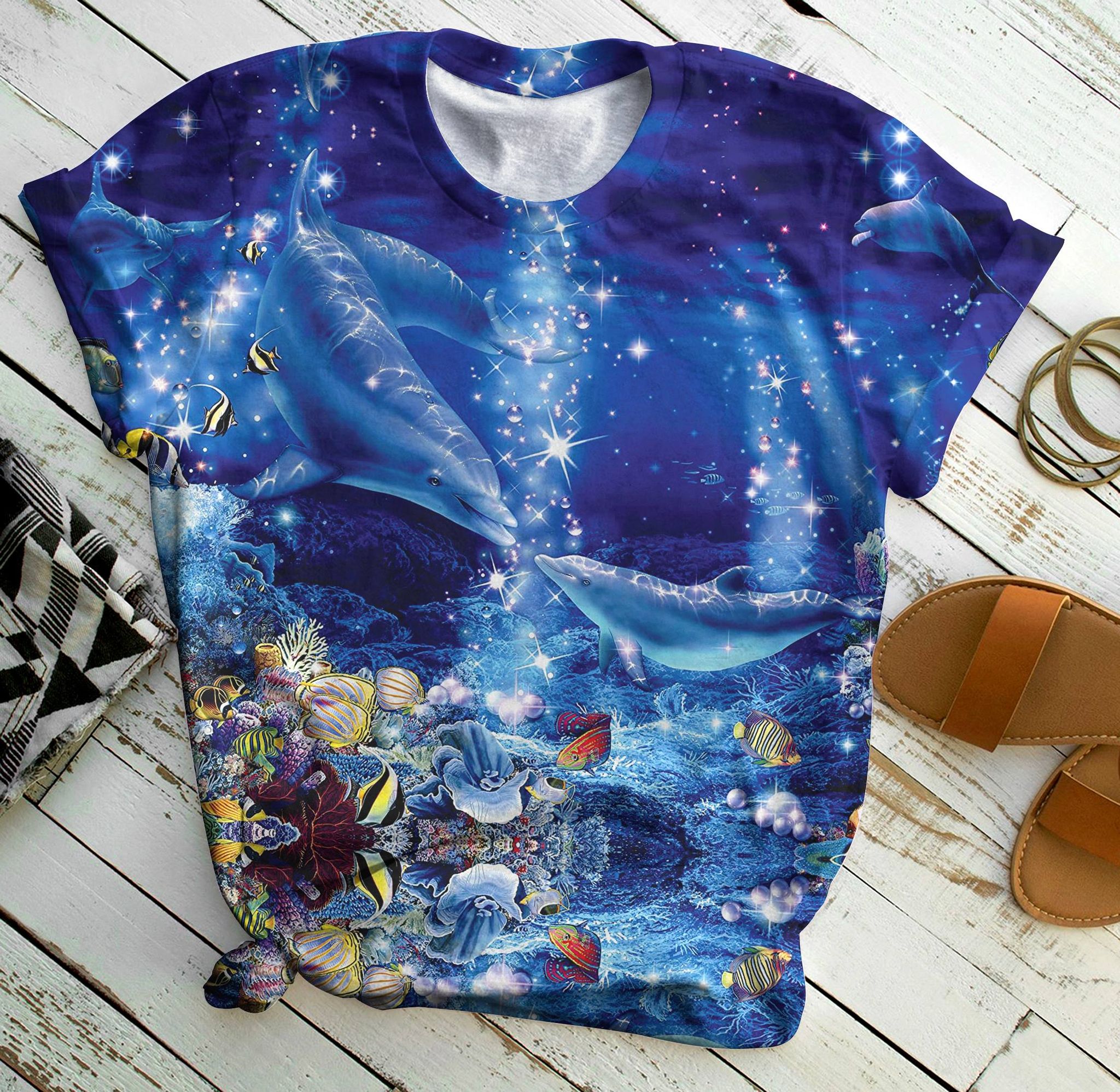 Dolphin Lovely Ocean – All Over Print T-Shirt S M L Xl 2Xl 3Xl 4Xl 5Xl