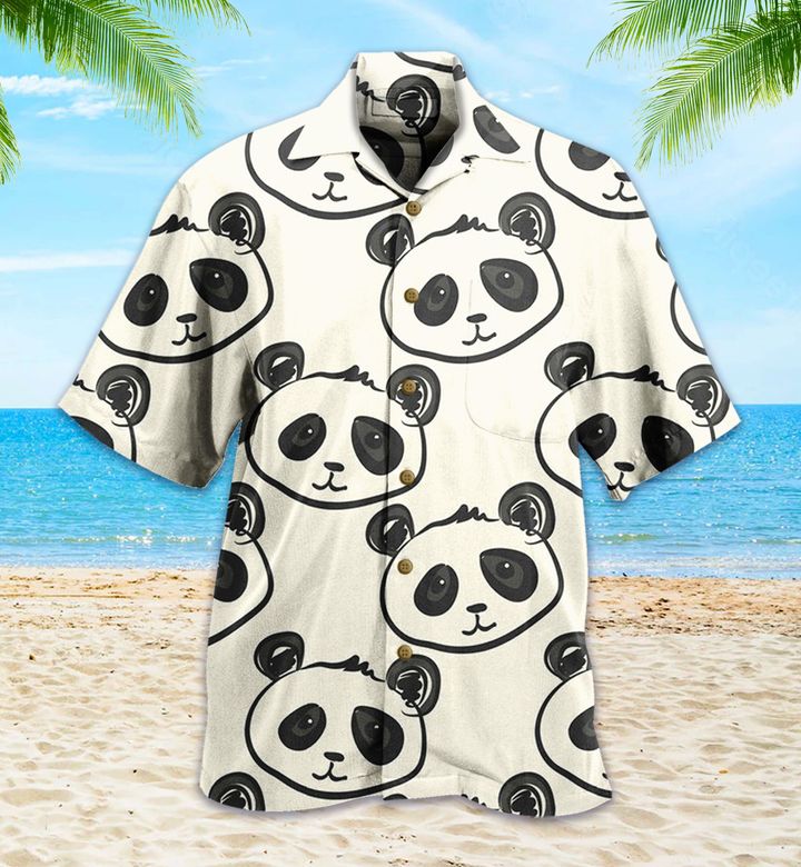 Panda Pattern White 3D Hawaiian Shirt