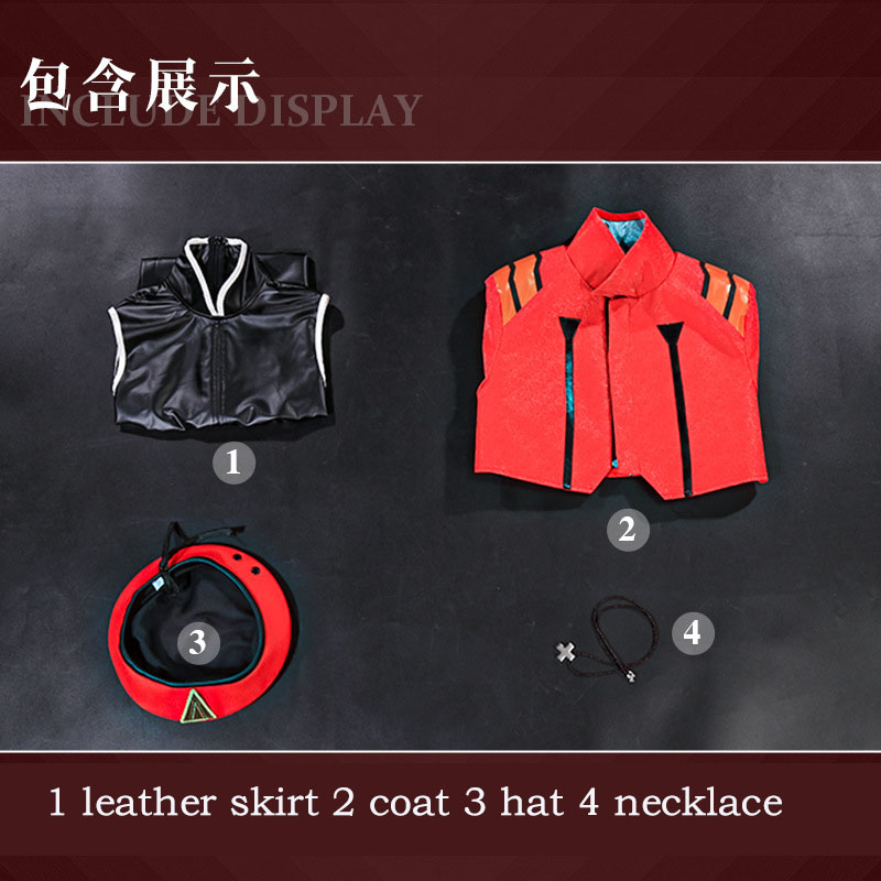 Anime EVA Katsuragi Misato Cosplay Costumes Soft PU Leather Uniform Halloween Party Jackets Dress For Women Girls Suit Necklace alx