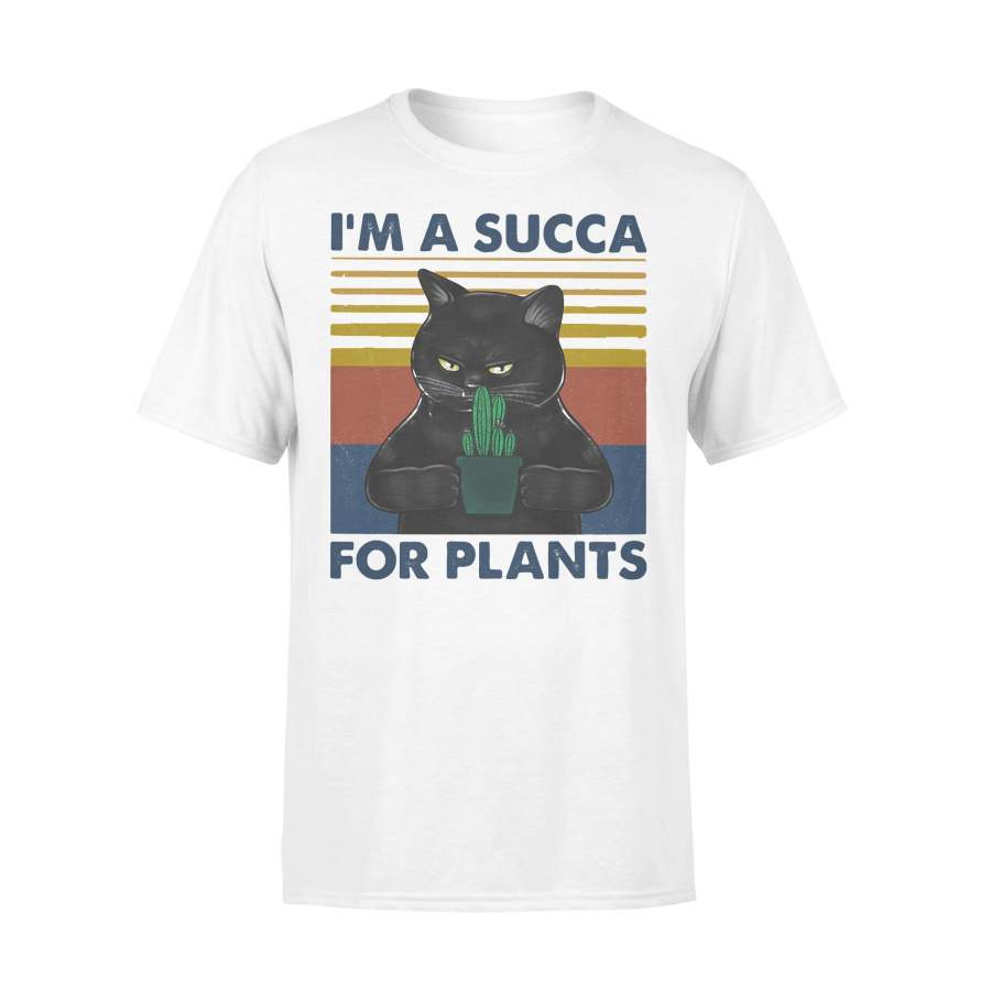 Black Cat I’m A Succa For Plants Vintage Retro T-Shirt