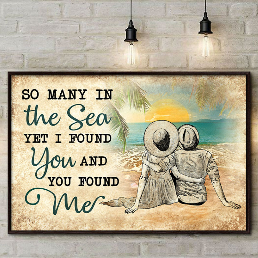 Beach Couple Dressed So Many In The Sea Landscape Poster & Canvas Home Decor Wall Art Visual Art