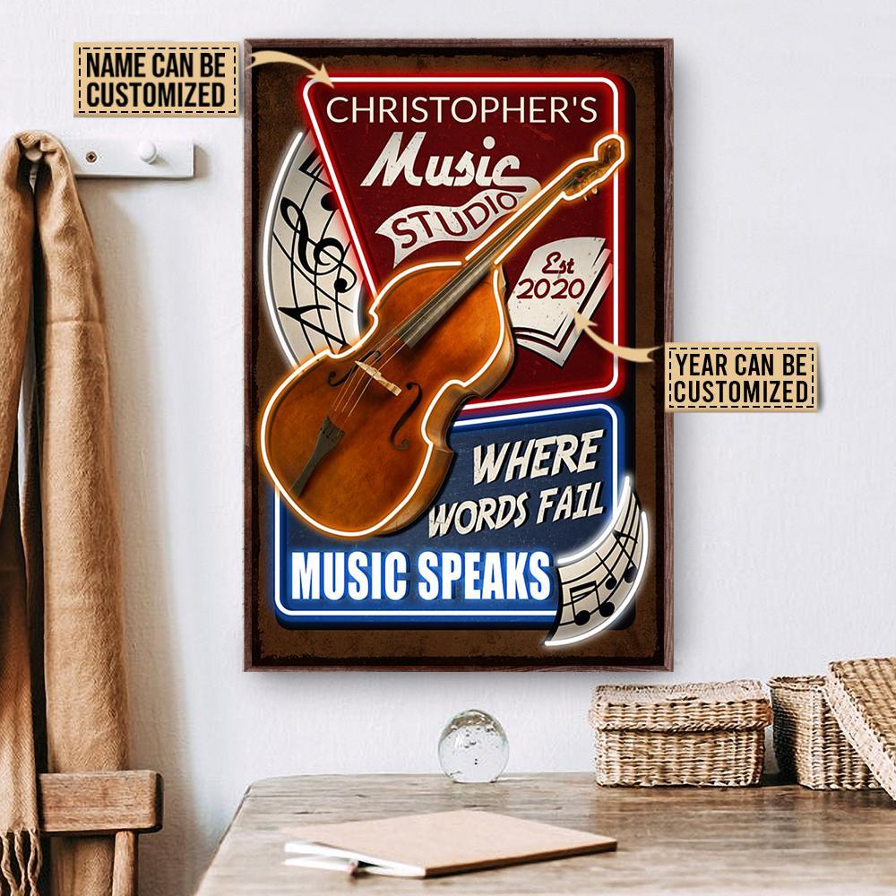 Aeticon Gifts Personalized Double Bass Music Speaks Canvas Mom Dad Gift Home Decor