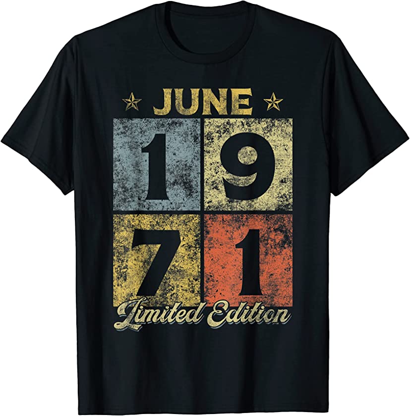 Vintage June 1971 50th Birthday Men Women 50 Years Old T-Shirt