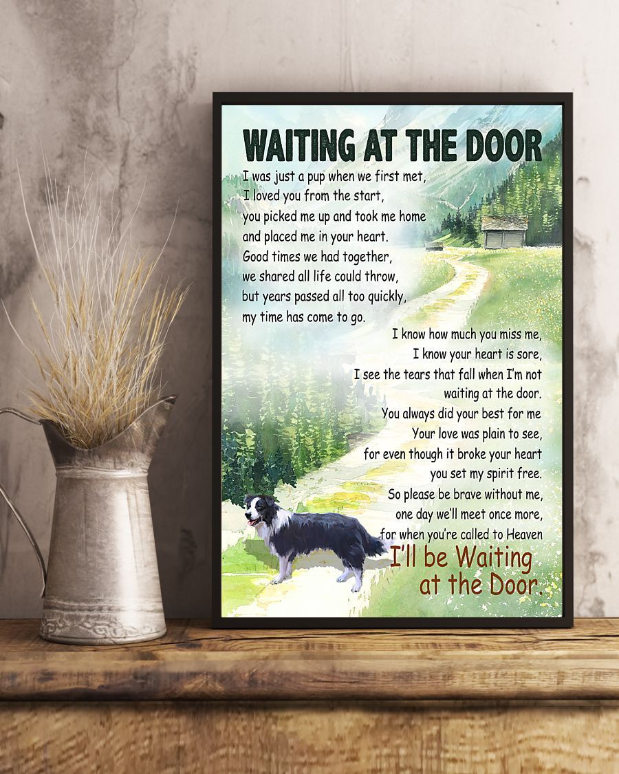 286Ddtdog-Border Collie Dog Waitting At The Door Vertical Poster – MD ...