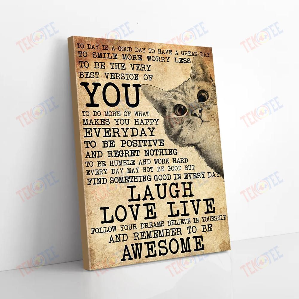 Canvas Wall Art Today Is A Good Day Laugh Love Live Cat Vintage Canvas Alluring Wall Art Home Decor