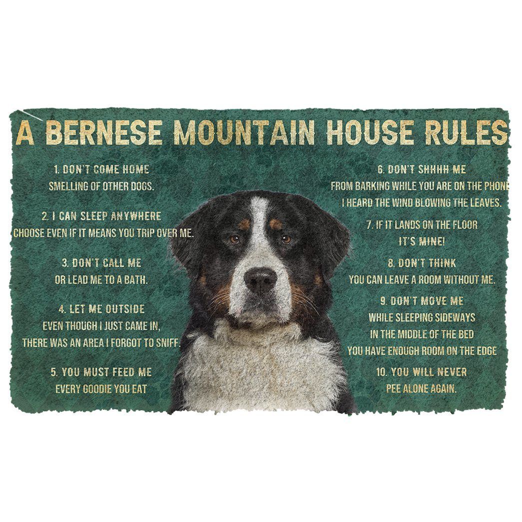 Gearhumans 3D House Rules Bernese Mountain Dog Doormat