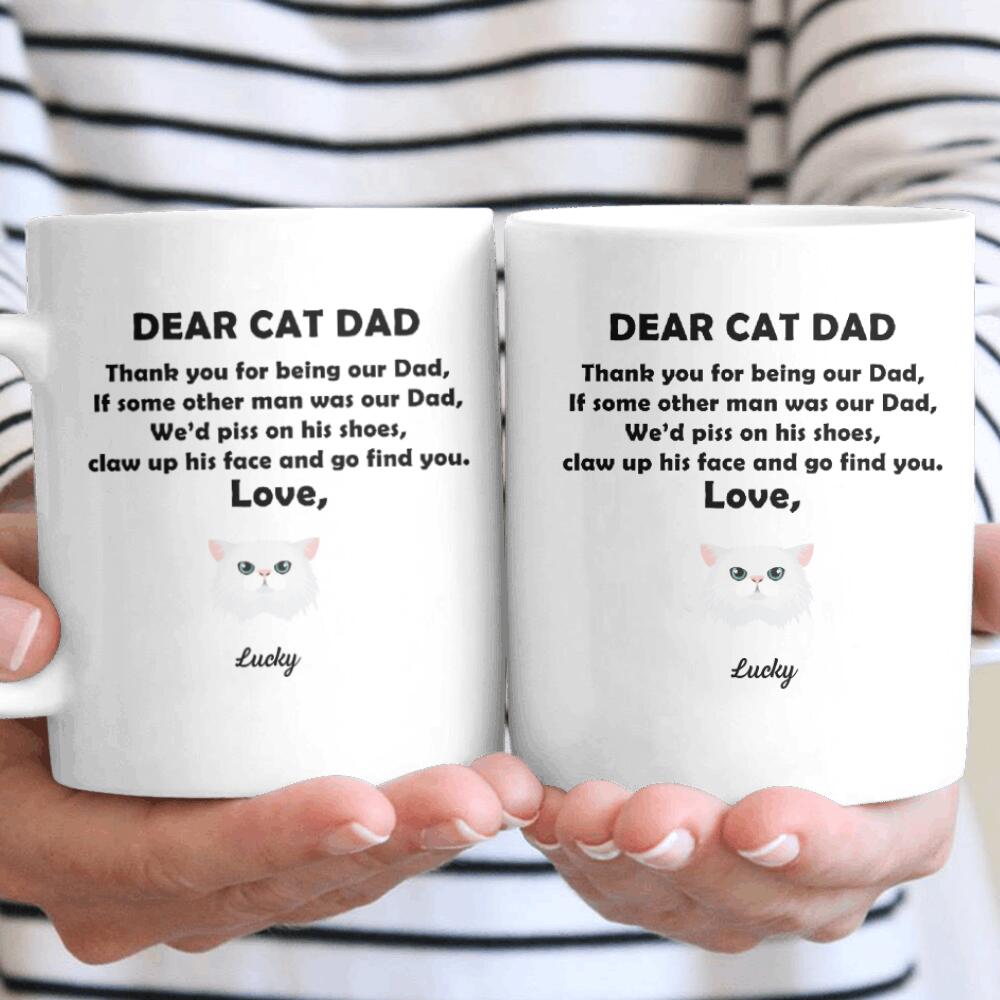 Personalized Dear Cat Dad From Cute Cat Custom Name Gift For Cat Lovers Father’s Day – Coffee Mug