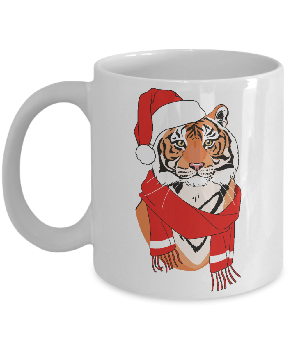 Christmas Tiger Mug Gift For Tiger Lover Coffee Lover Cute Funny Ceramic