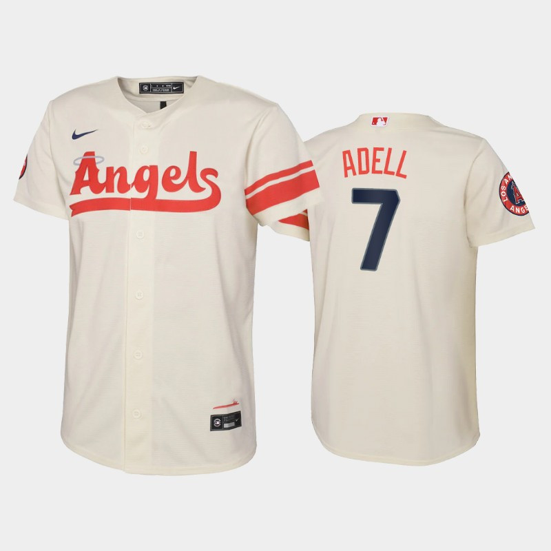 2022-23 City Connect Youth Los Angeles Angels Jo Adell 7 Jo Adell Jersey – Cream