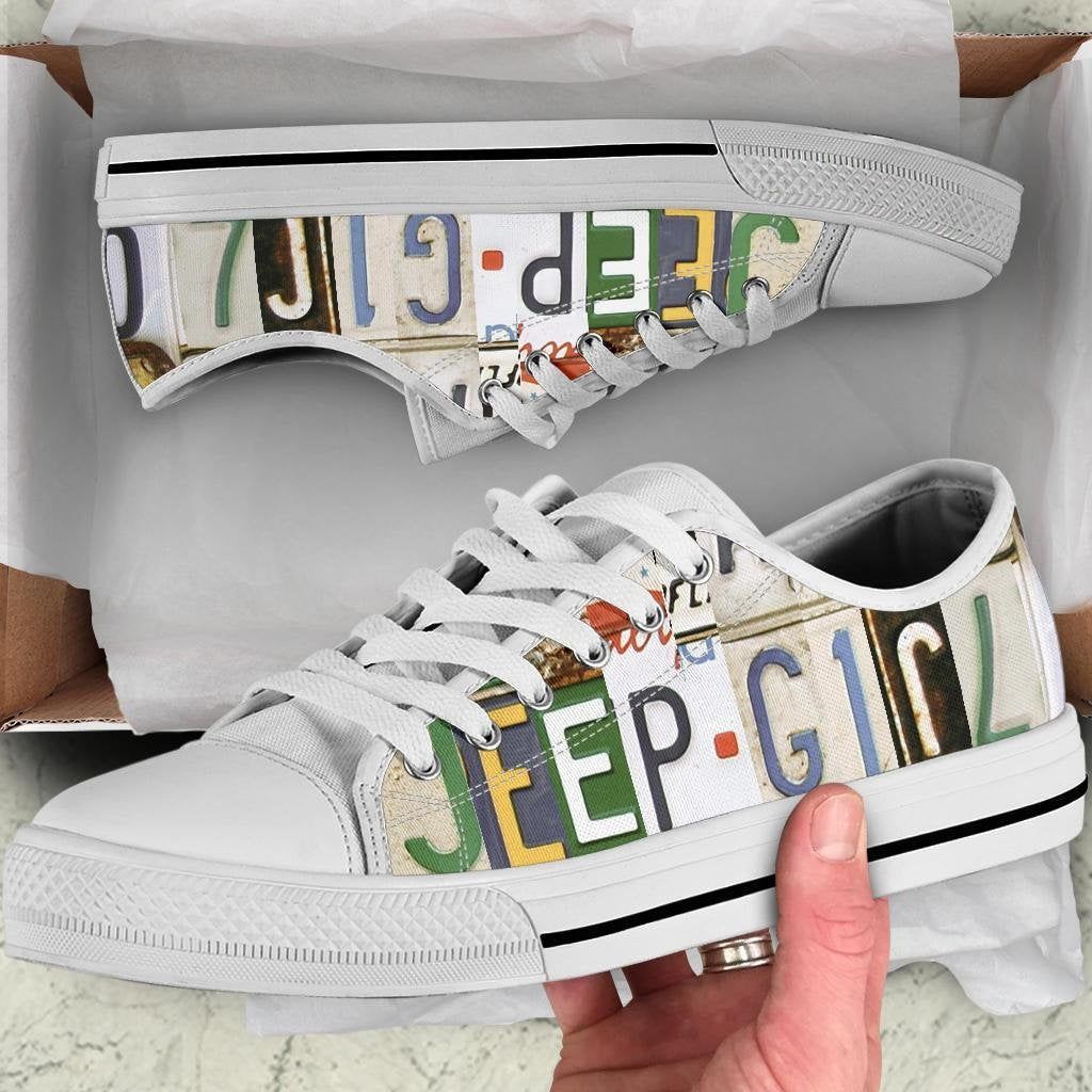 Jeep Girl White Low Top Shoes, Custom Shoes, Jeep Car Shoes, Gift for Jeep Drivers, Jeep Lovers Gift, Jeep Owners Birthday Gift