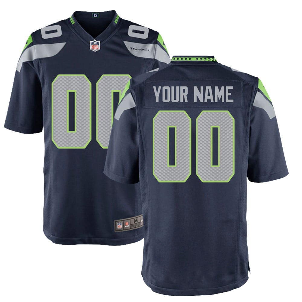 Youth Seattle Seahawks College Navy Custom Game Jersey