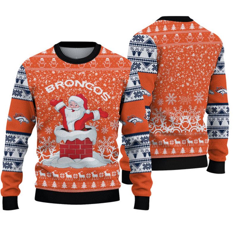 Vintage Denver Broncos Sweatshirt Cute Santa Claus