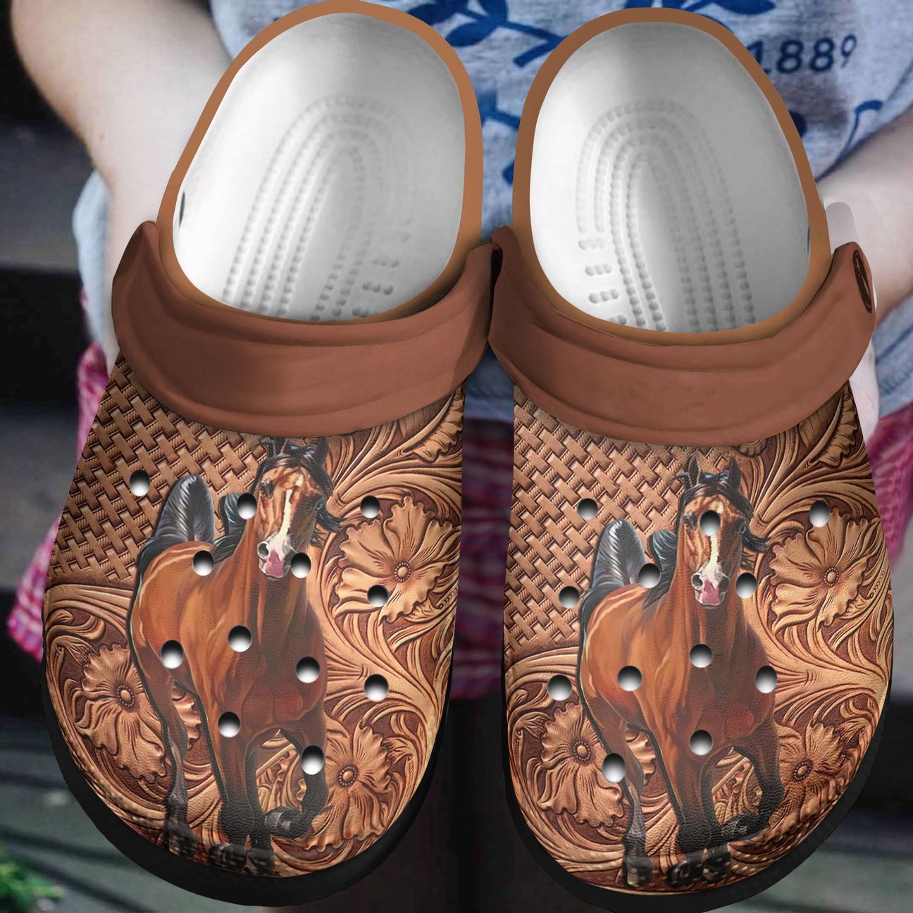 Horse Personalized Clog, Custom Name, Text, Color, Number Fashion Style For Women, Men, Kid, Print 3D Brown Horse Vq