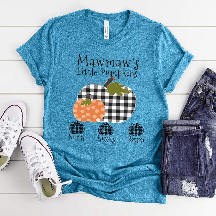 PAMAHEART PERSONALIZED MAWMAW’S LITTLE PUMPKINS GRANDKIDS’ NAME SHIRT