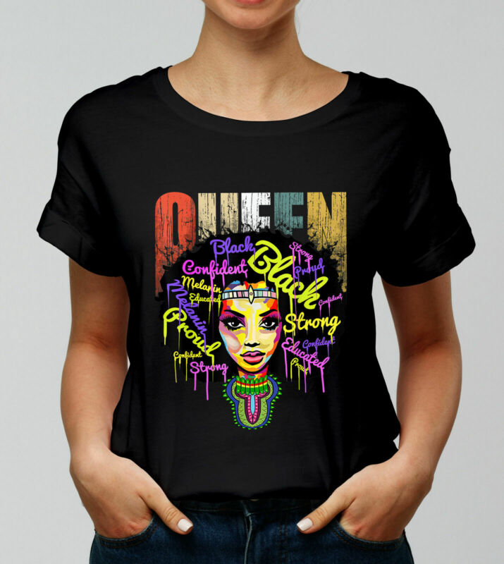 African Queen Educated Black Girl Magic Top T Shirt Short Sleeve Women Gift Girl