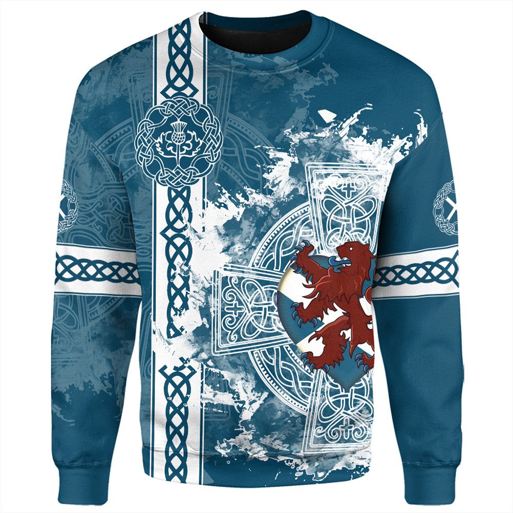 Wonder Print Shop Sweatshirt – Scotland Royal Lion Celtic Cross Sweatshirt