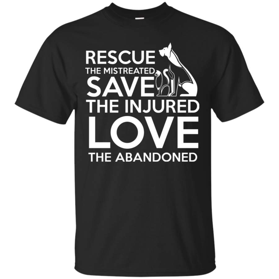 AGR NewmeUp Men’s Dog Shirts Rescue The Mistreated Save The Injured Love The Abandoned Tshirt