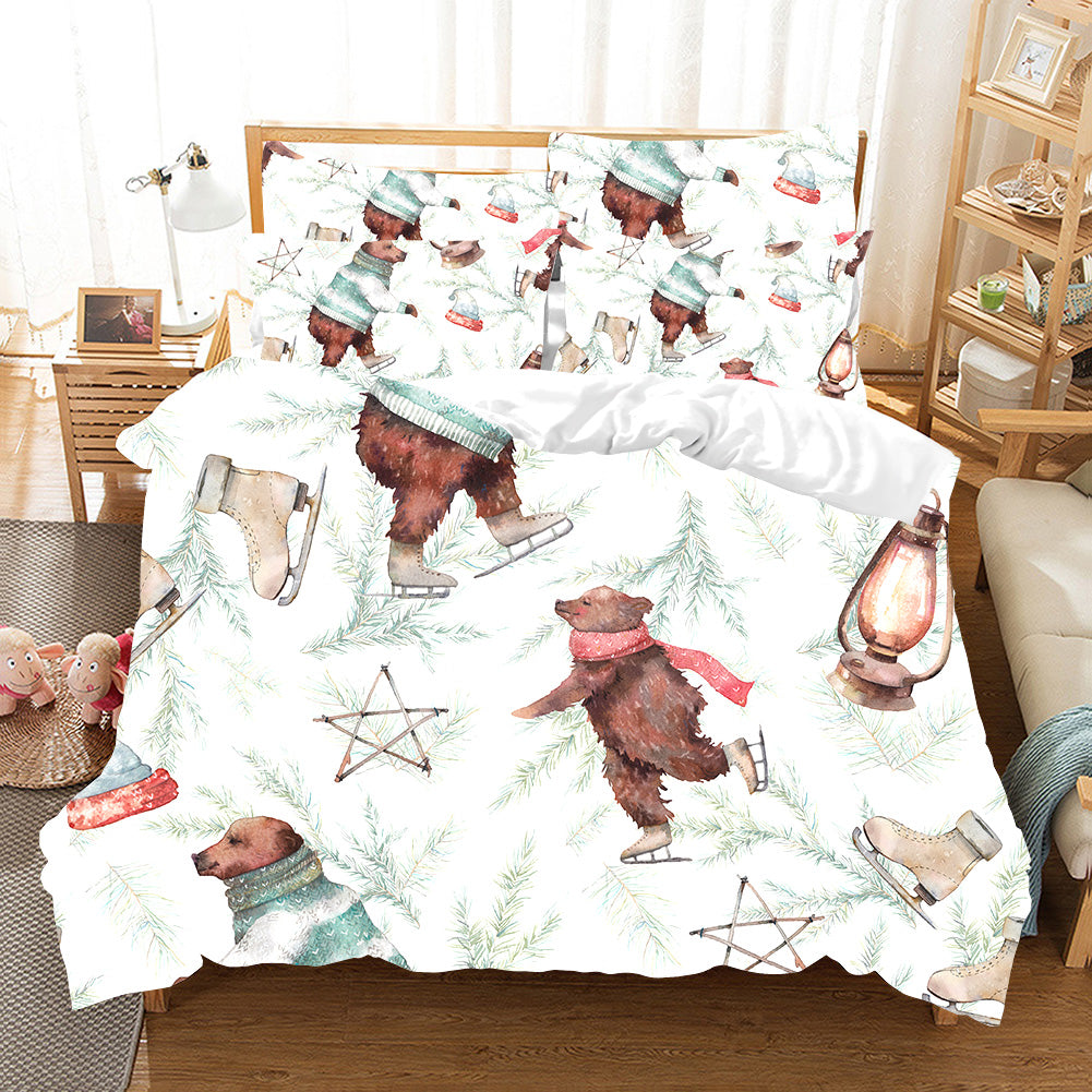 3D Watercolor Animals Bear Quilt Cover Set Bedding Set Pillowcases 53