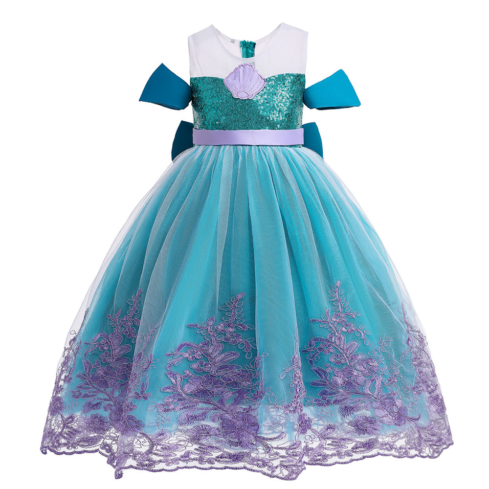 3-12 Year Girl Princess Little Mermaid Dress Kids Halloween Fancy Costume Birthday Party Girl Dress Up Sets Children Clothing alx