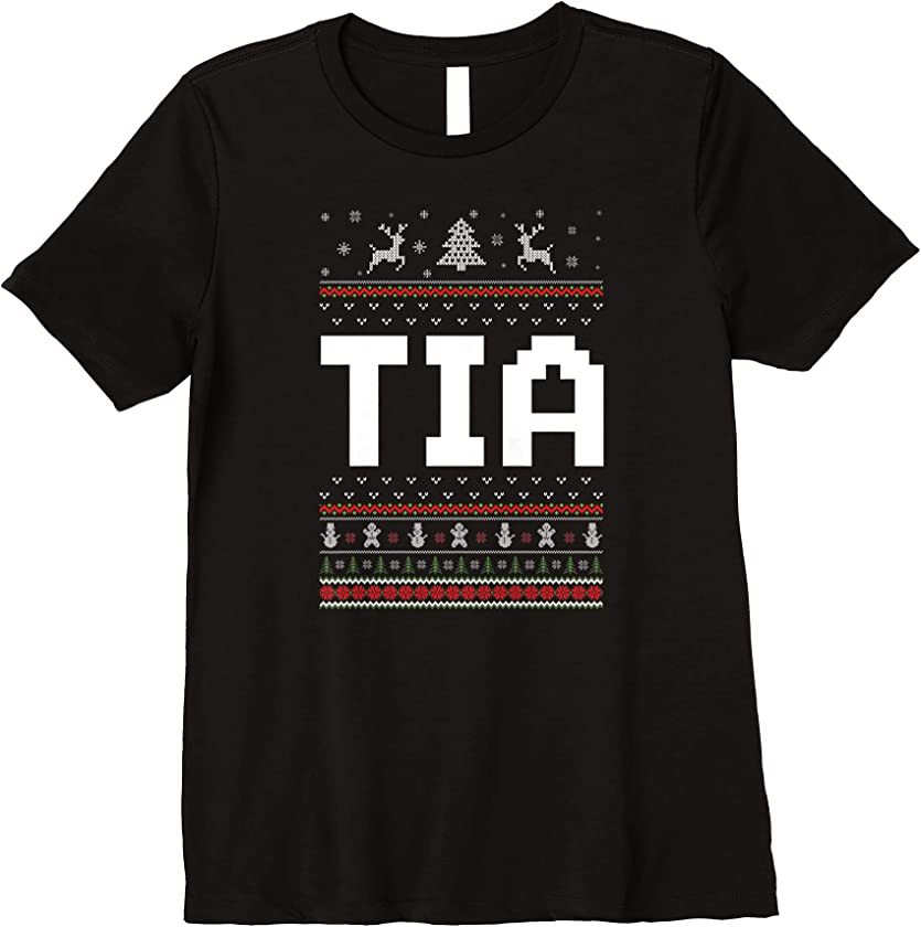 Womens Tia Ugly Holiday Party Matching Ugly Christmas Sweater Premium T-Shirt