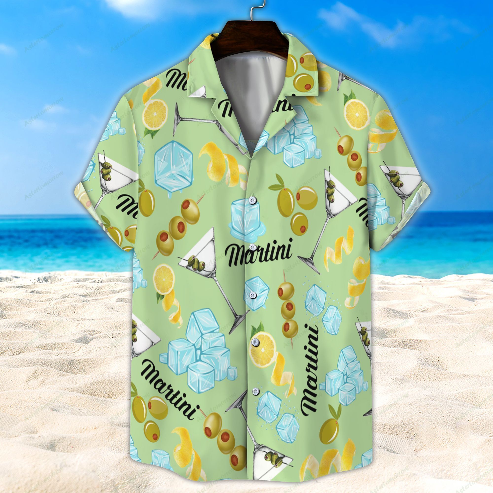 Martini Light Green Unisex Hawaiian Shirt Beach Cocktail Hawaiian Ha23320