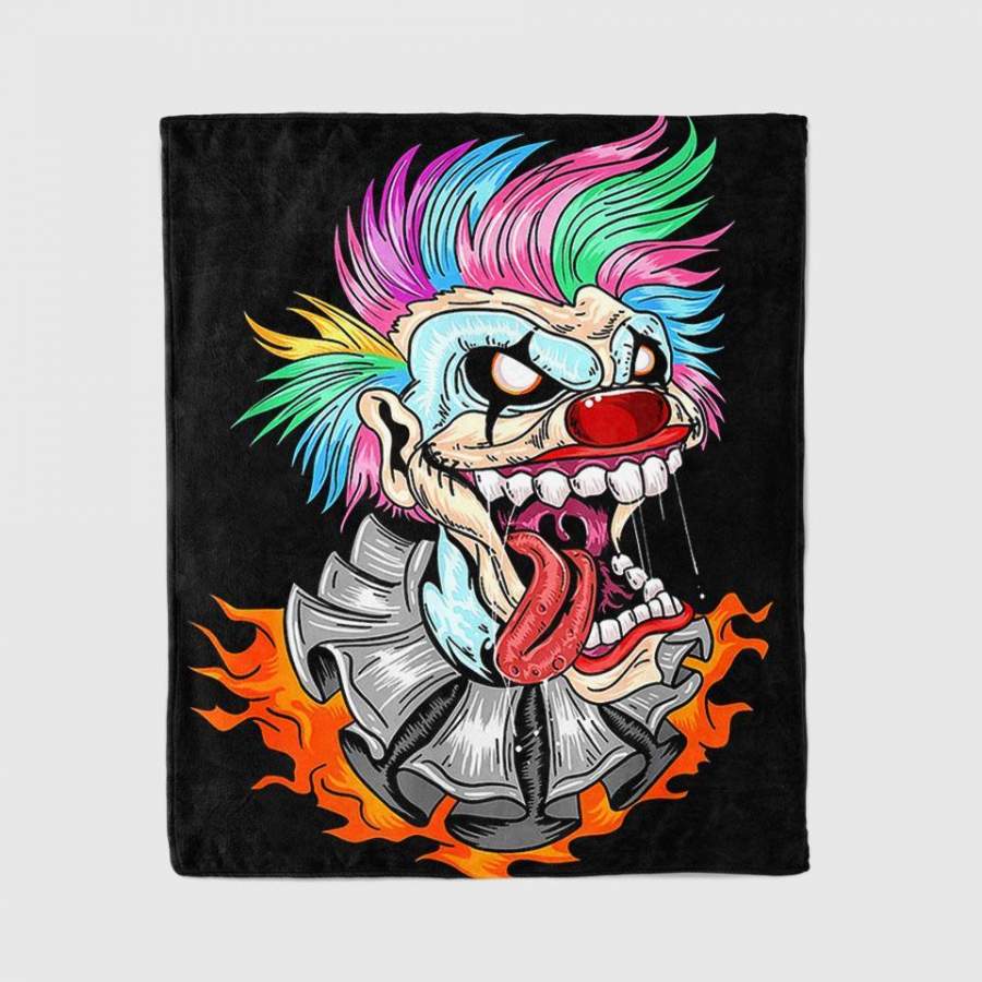 Scary Clown Halloween – Mad Evil Clown Face Blanket Personalized Fleece Blanket Halloween Gifts