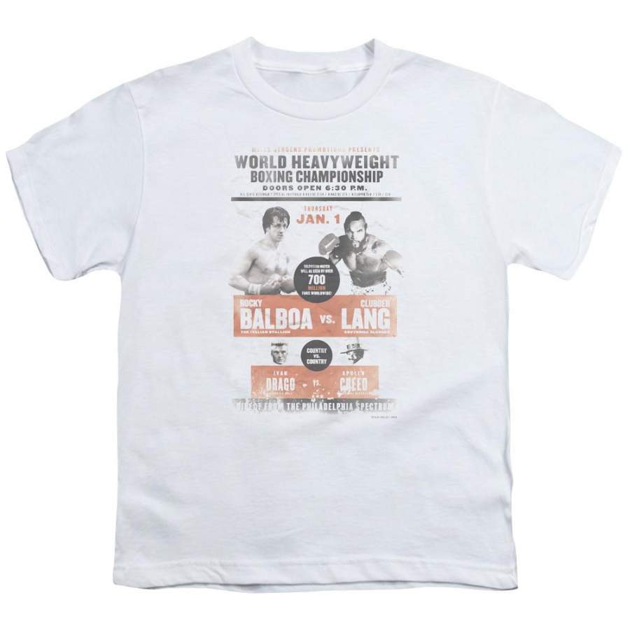 Rocky III VS Clubber Poster Kids Youth T Shirt White