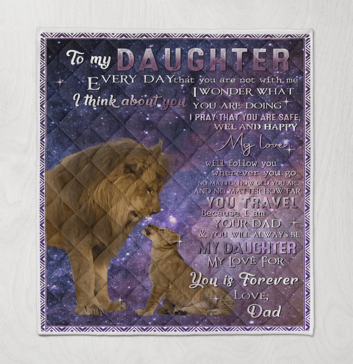 Wooni To My Daughter Quotes, Lion Quilt Blanket Wn1512170