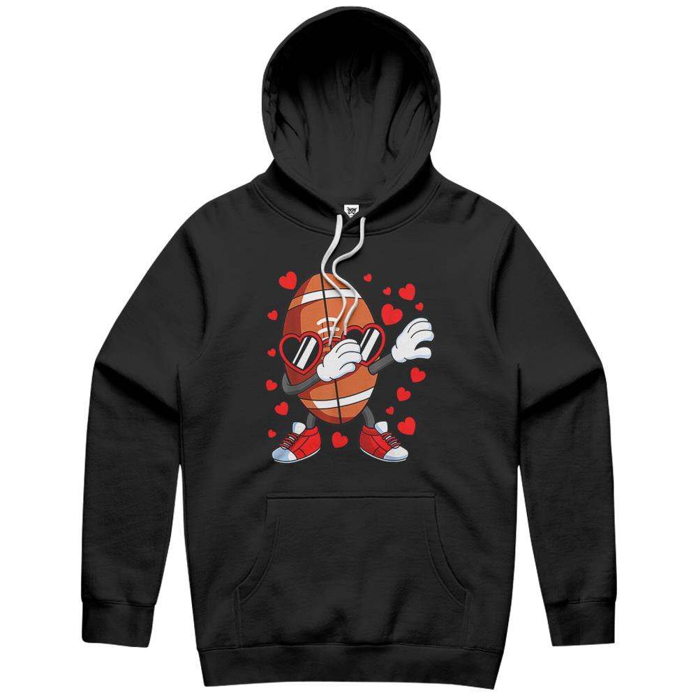 Dabbing Football Heart Glasses Valentines Day Sports Boys Hoodie