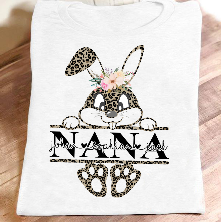 Apayprint – Grandma And Grandkids – Bunny Cute | Personalized T-Shirt, S – 5XL, White Grey Pink Blue Black