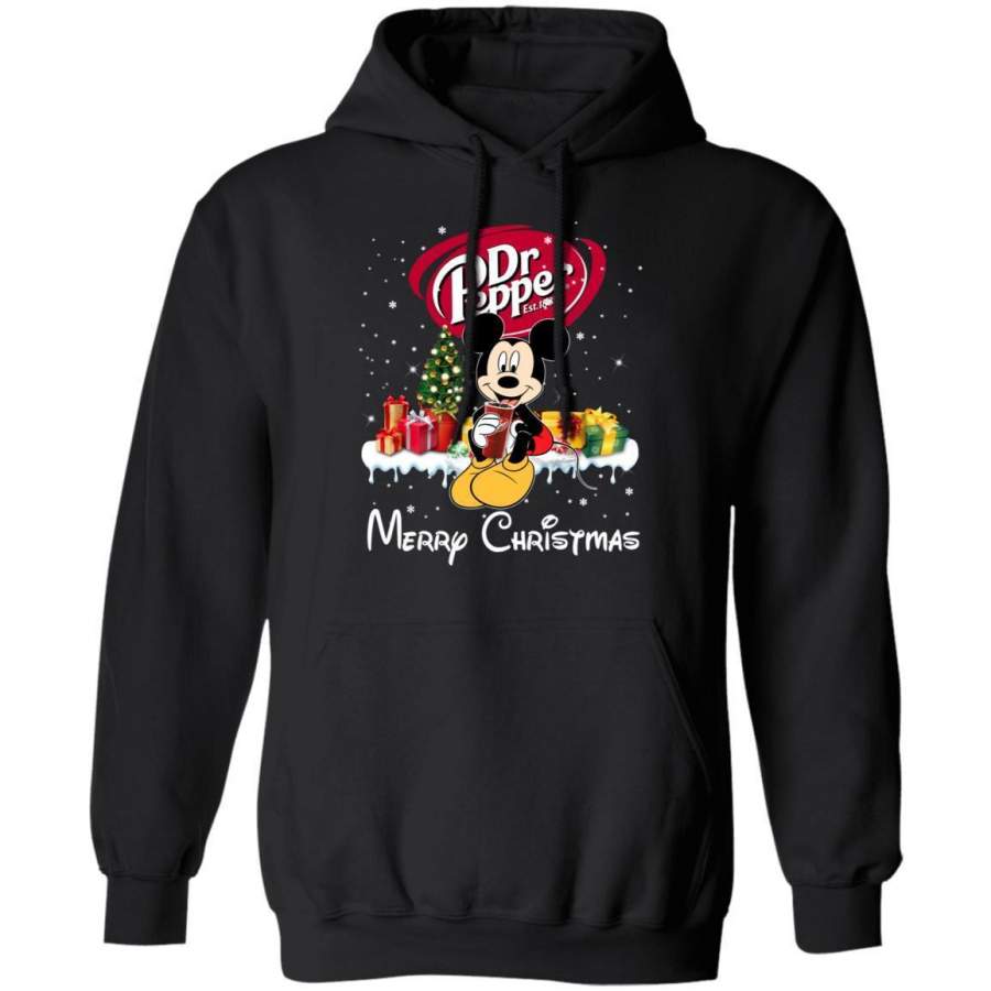 Mickey Drinking Dr Pepper Merry Christmas Hoodie Funny Xmas Gift T-Shirt