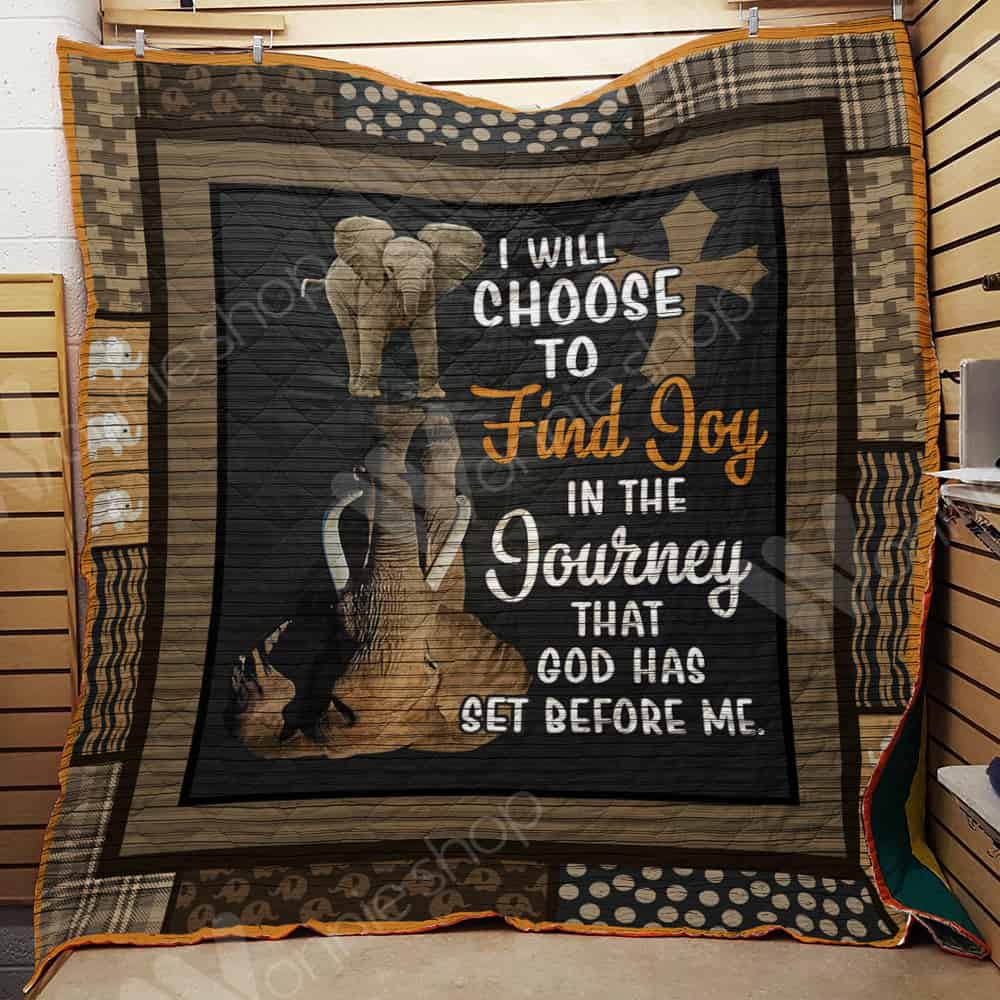 Elephant Walking On The Water Surface  I Will Choose To Find Joy In The Journey That God Has Set Before Me  Quilt Blanket