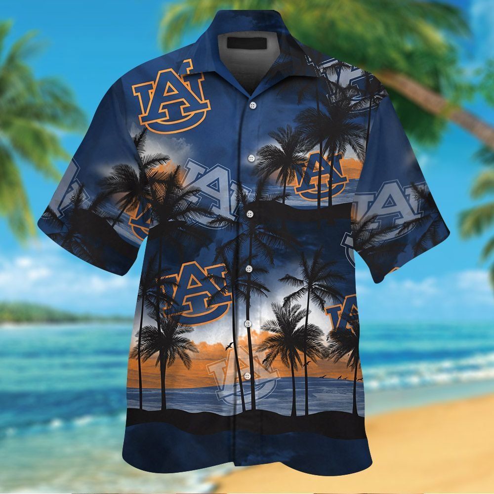 Hawaiian Auburn Tigers Short Sleeve Tropical Shirt Button Up