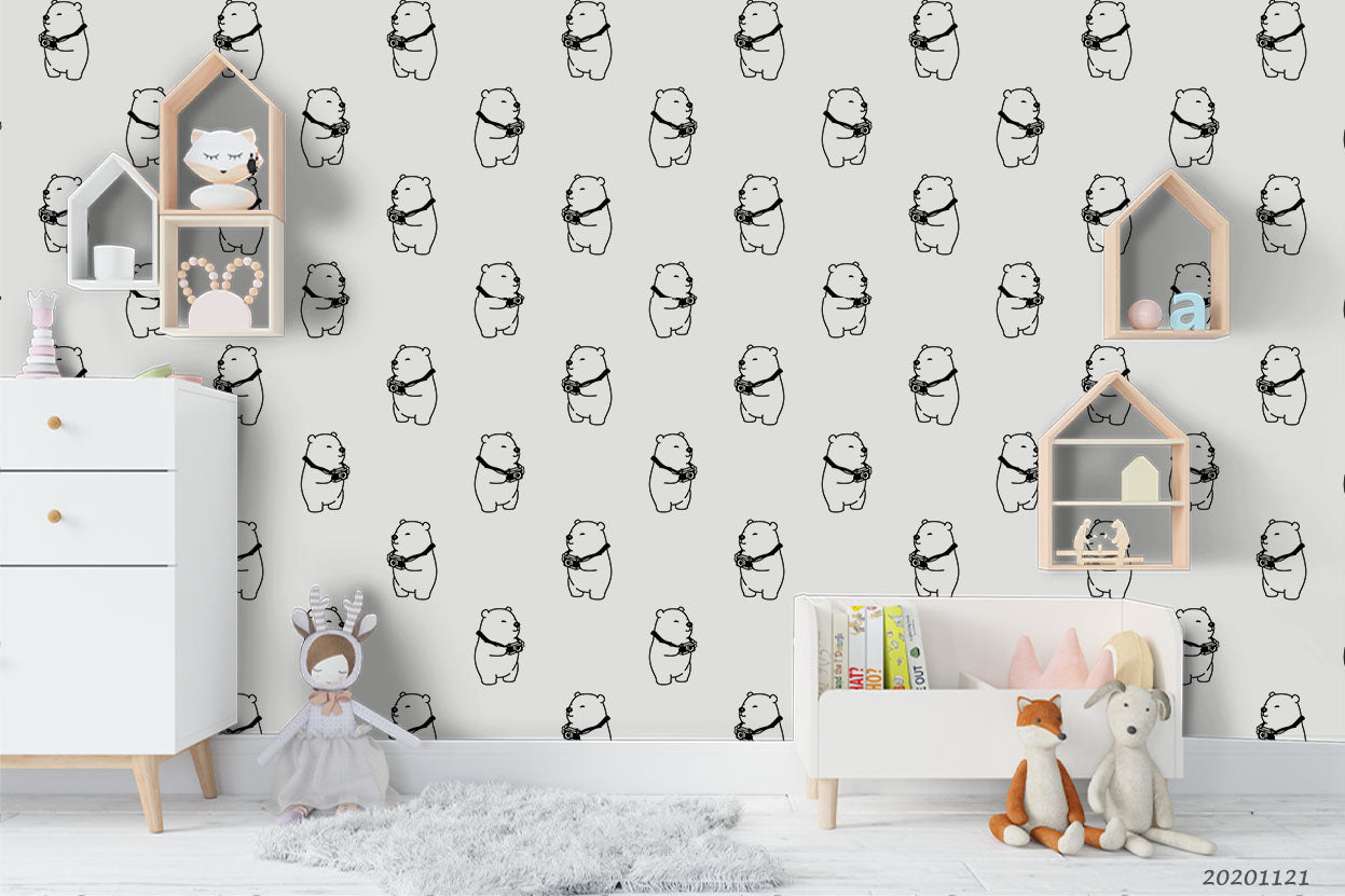 3D Cartoon Animal Polar Bear Wall Mural Wallpaper Lqh 1