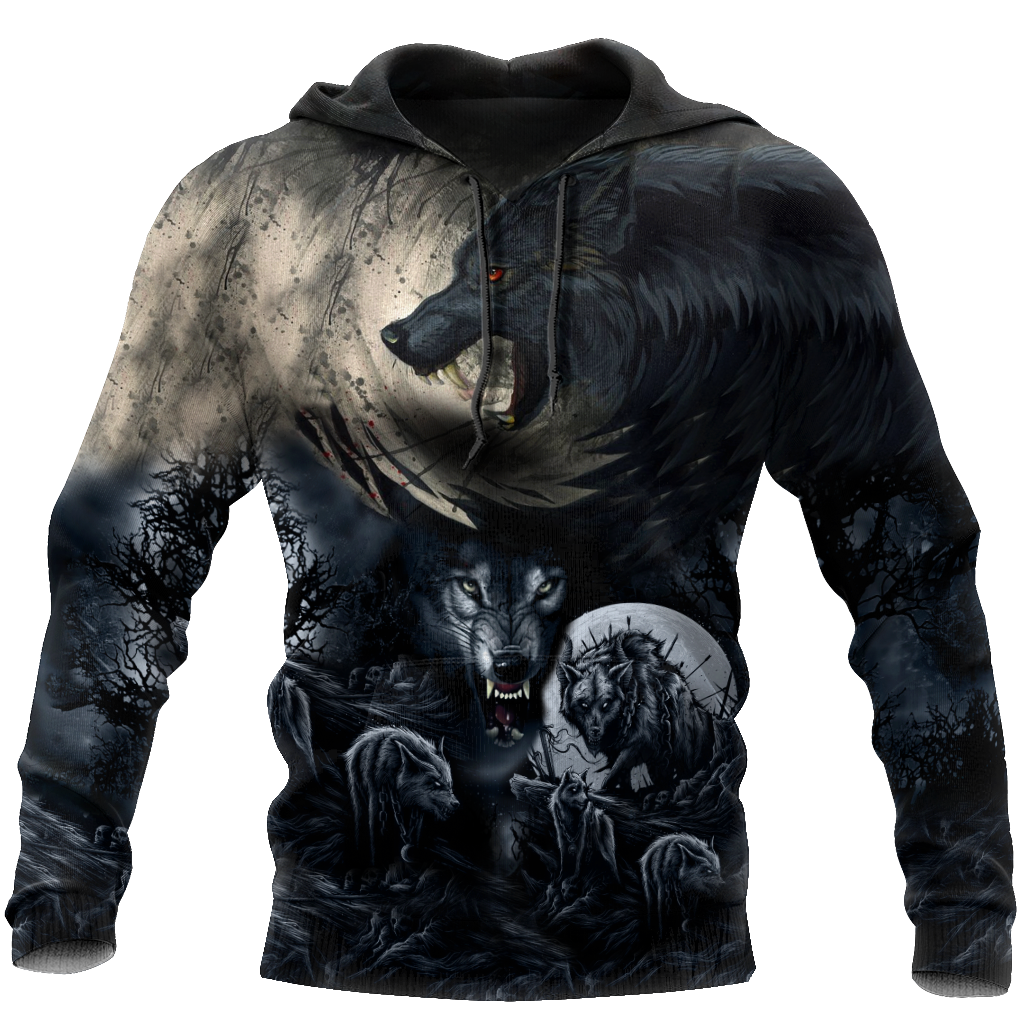 All Over Printed Mythical Wolf Hoodie Vp01102001-Mei