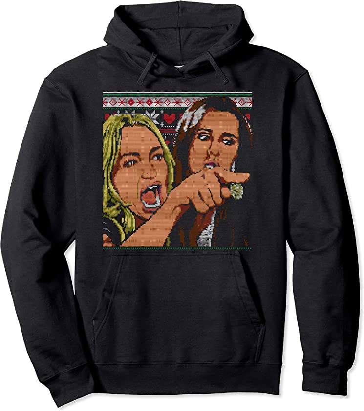 Woman Yelling at a Cat Ugly Christmas Sweater Meme Couples 1 Pullover Hoodie