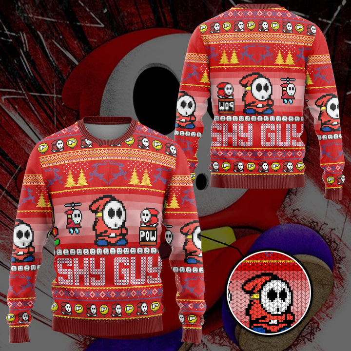 Waybackapparel Super Mario Shy Guy Custom Ugly 3D Sweater