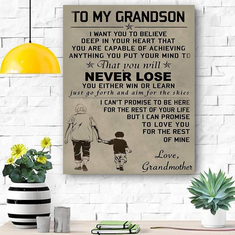 FAMILY POSTER GRANDMOTHER TO GRANDSON NEVER LOSE - Matte Canvas