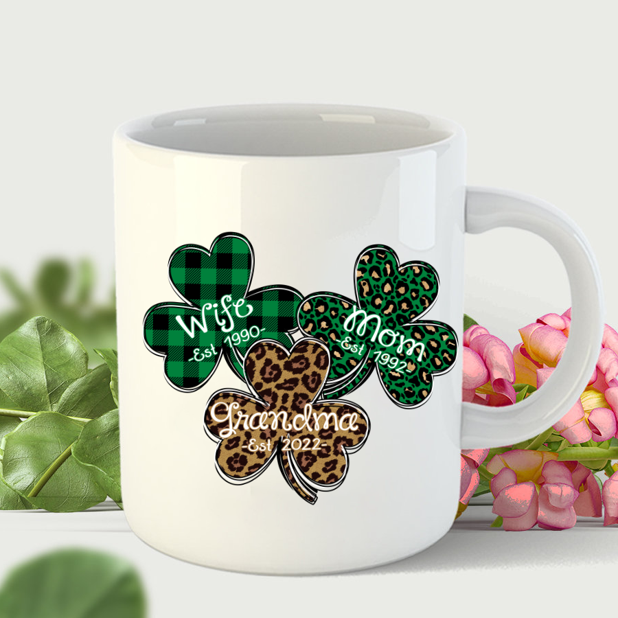 Patrick’S Day Shirt For Grandma Wife Mom Grandma Personalized Est Leopard Mug