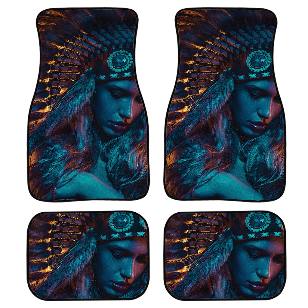 Native Indian Girl Portrait Print Front And Back Car Floor Mats, Front Car Mat