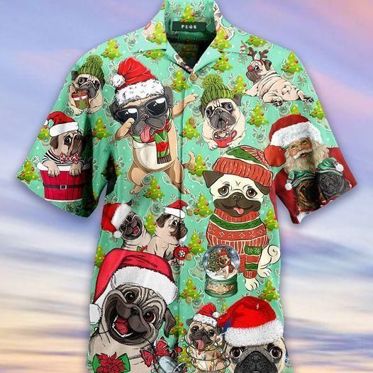 Find Happy Santa Pug In Christmas Days Hawaii Shirts Ha57419