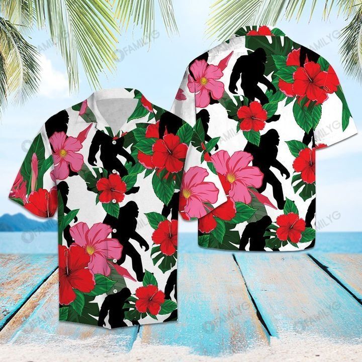 Bigfoot And Hibiscus Colorful Hawaii Shirt Summer Hawaii For Couple Ha16007