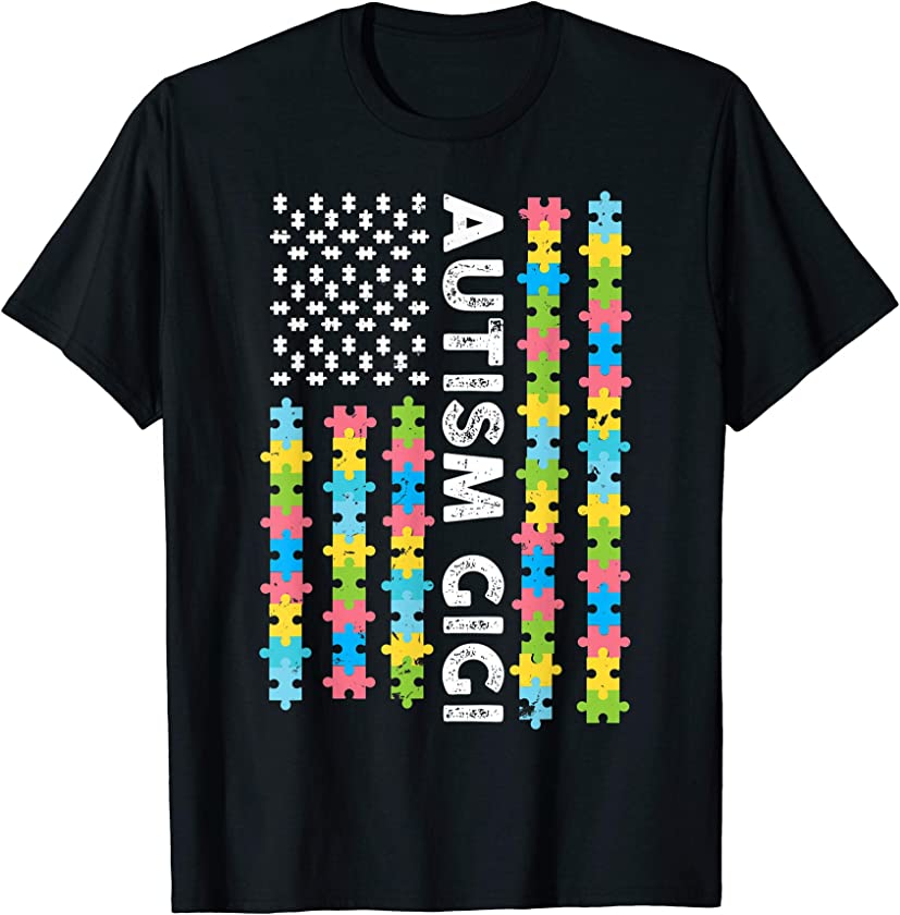 Autism Gigi Awareness I’m A Proud Grandma Vintage US Flag T-Shirt