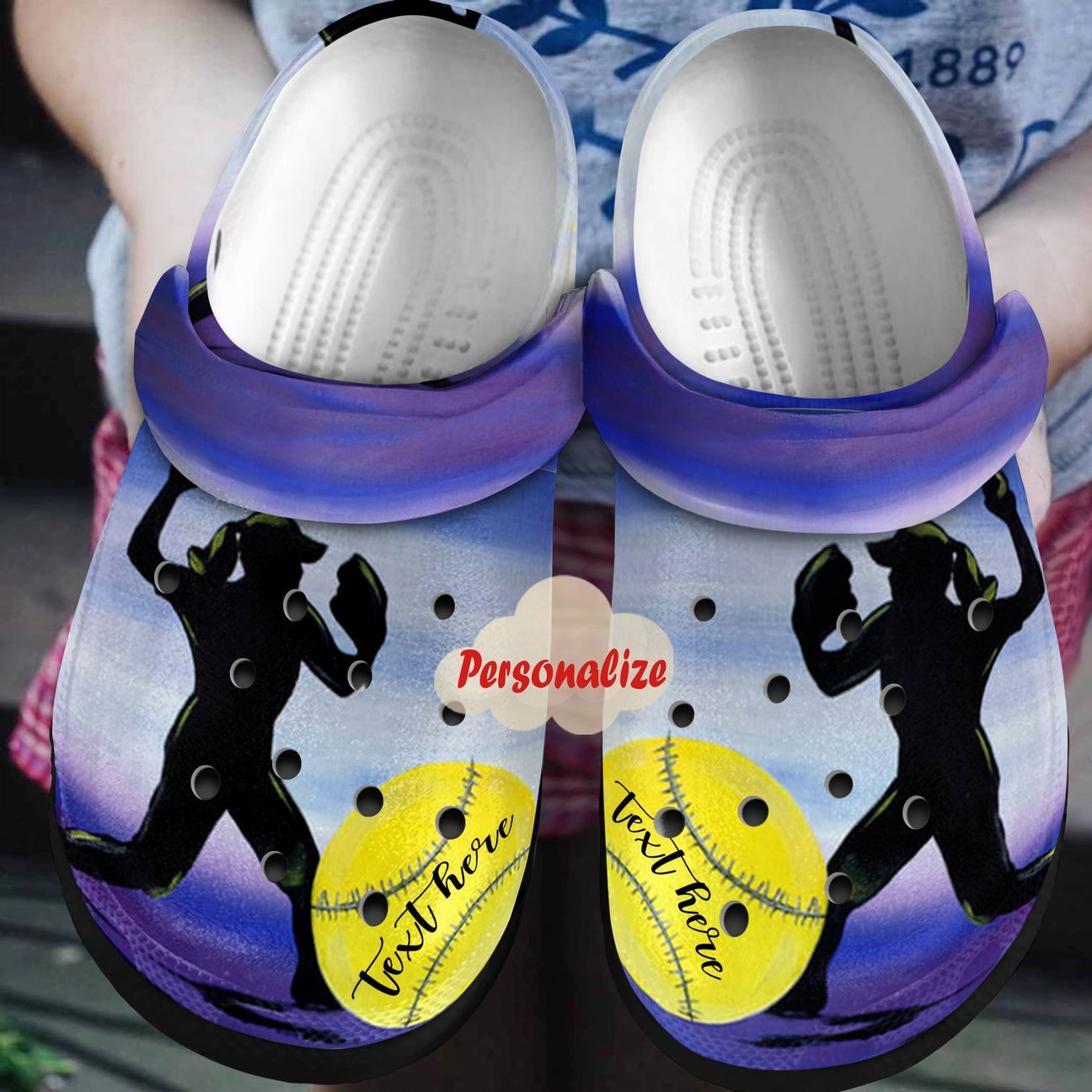 Softball Personalized Clog, Custom Name, Text, Color, Number Fashion Style For Women, Men, Kid, Print 3D Softball Queen