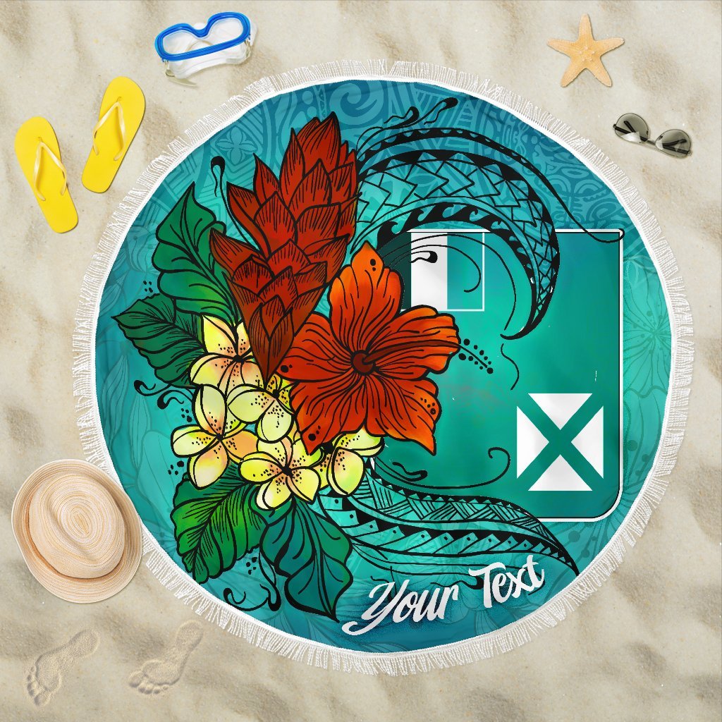 Wallis and Futuna Beach Blanket – Custom Personalised Tropical Flowers Style – BN01