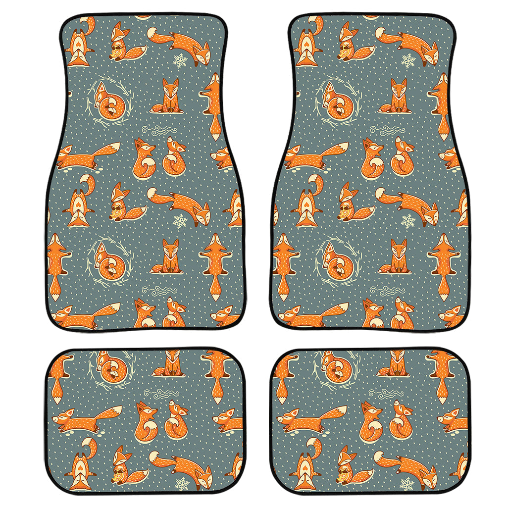 Christmas Fox Pattern Print Front And Back Car Floor Mats, Front Car Mat