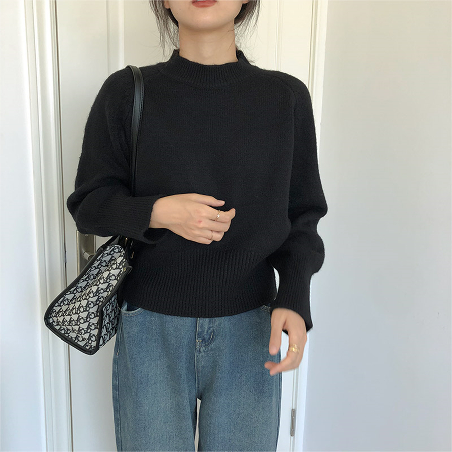 Vintage Fall Winter Short Knitted Sweater Women O-neck Korean Casual Crop Tops Loose Elegant Soft Knitwear Jumper Warm Pullover alx