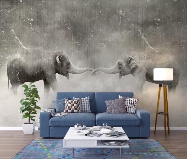 3D Elephant Wall Mural Wallpaper 2232