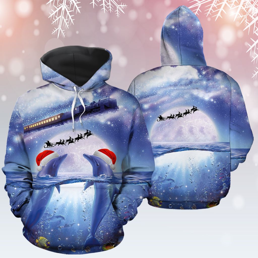 Dolphin Christmas T0611- All Over Print Unisex Hoodie