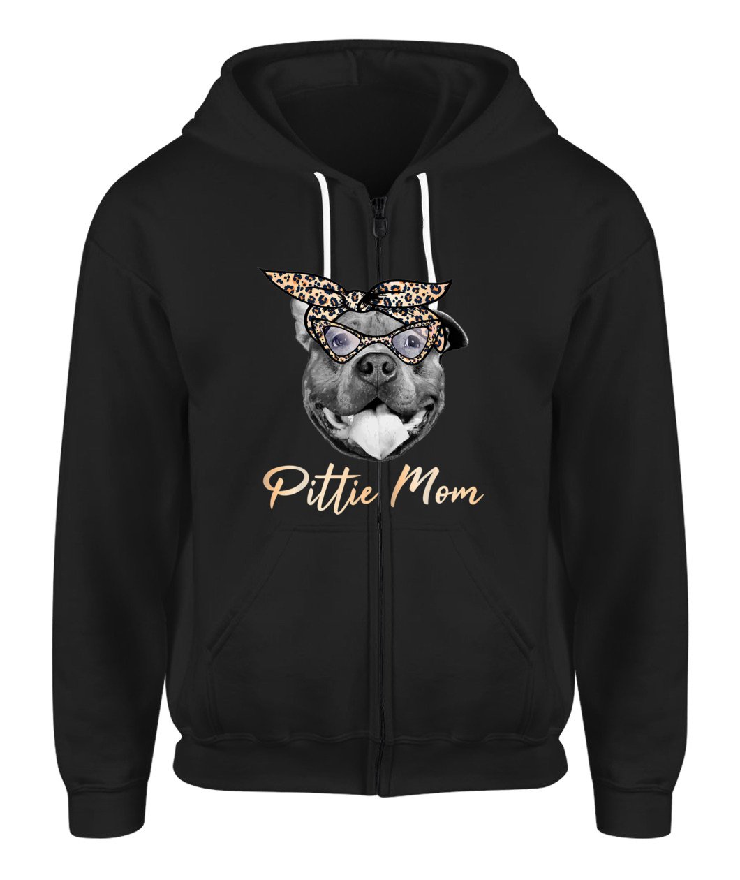 Pittie Mom Cute Pitbull Mama Leopard Print Zip-Up Hoodie For Women Mother’S Day Gift